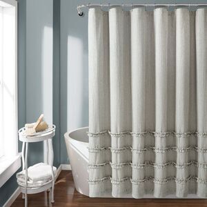 Vintage Stripe Yarn Dyed Cotton Shower Curtain Gray/White - Lush Décor